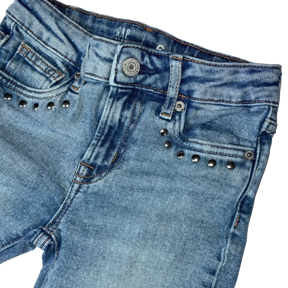 Gap Kids 70s Flare Jeans Light Wash Studded High Rise Boho Size 6